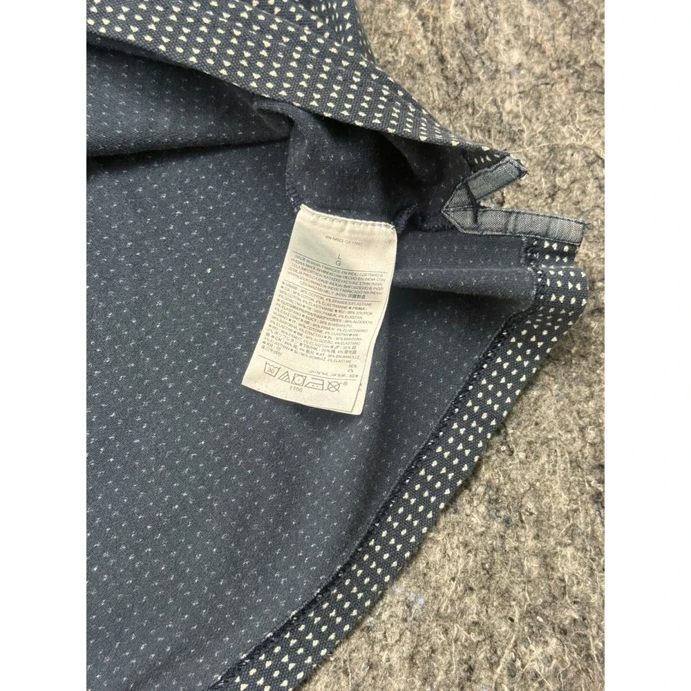 Banana Republic Mens Large Navy Blue Geometric Dot Elephant Logo Polo Shirt L